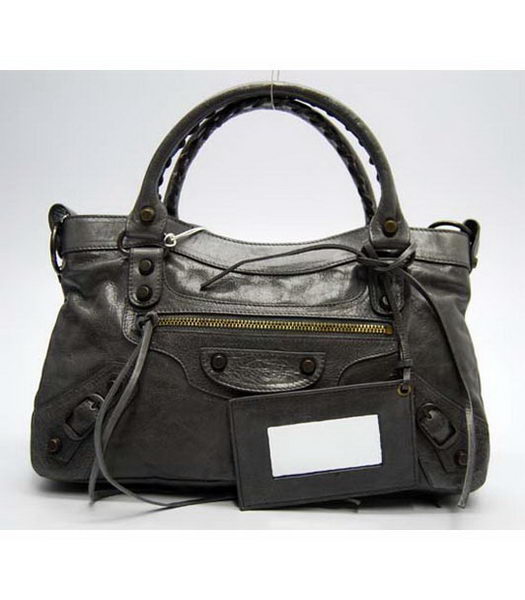 Balenciaga City Piccolo Bag in Argento Grigio Scuro in pelle